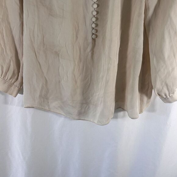 J. Crew 100% Silk Blouse Women's 10 Ivory Long Sleeve Round Neck Lightweight - Picture 3 of 11
